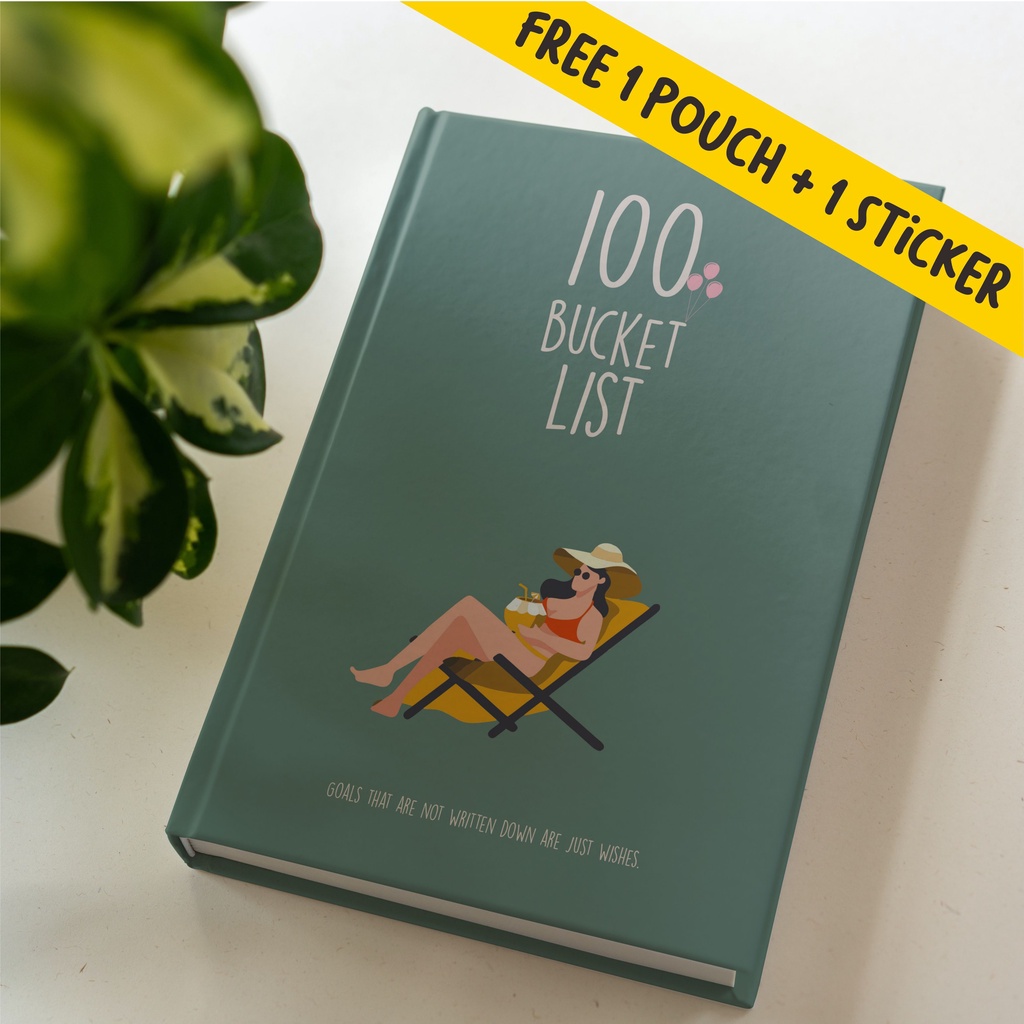 

Buku Notebook Planner Journal Agenda, Polos dan Dotted 100 Bucket List Hijau