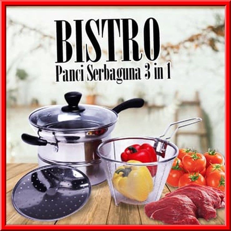 CUCI GUDANG - PANCI SET BISTRO 3 IN 1 (PANCI, STEAMER, FRYER) - JUAL PANCI MURAH