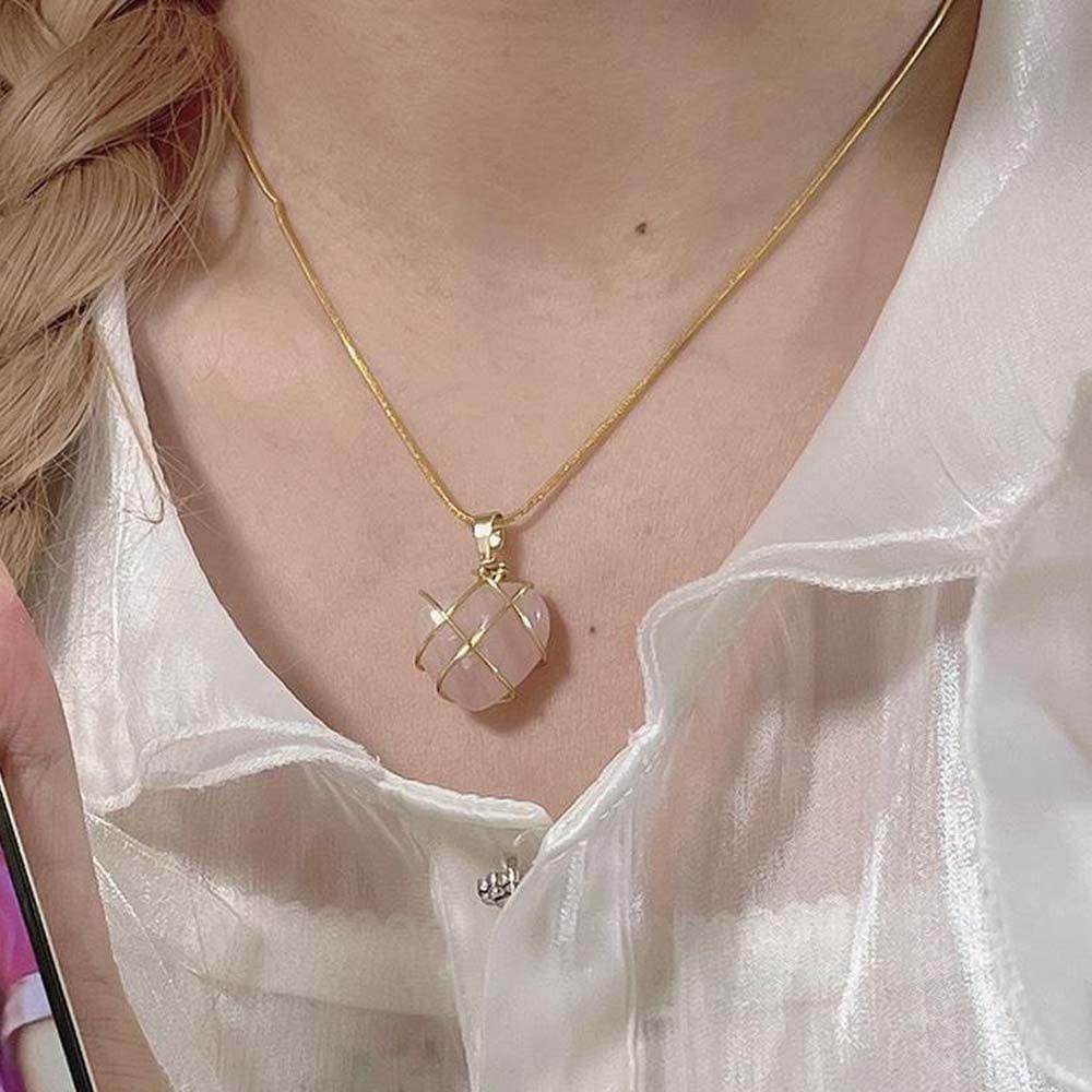 Mxbeauty Wanita Kalung Niche Geometris Cinta Hati Teman Hadiah Choker Kristal Gaya Korea Kalung