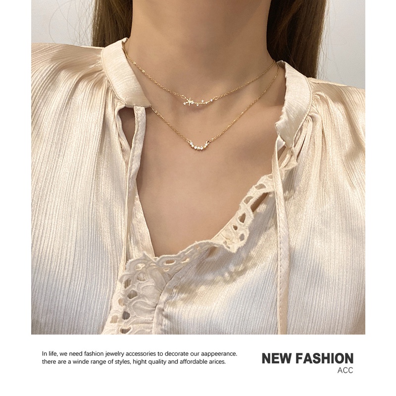 Kalung KL152 (2 Layer) Stainless Steel / Titanium Premium Fashion Wanita Kalung unik Lucu Elegant /Deluna/ BS