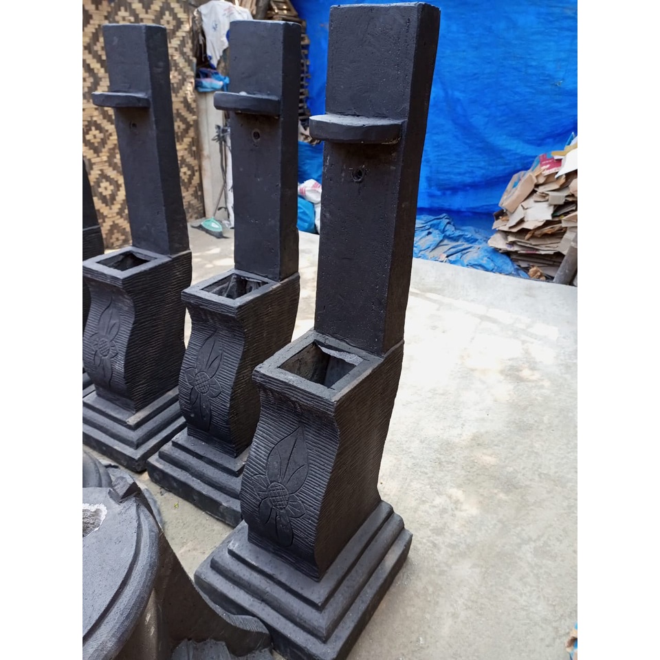 Batu Alam Wastafel Hitam Ukir