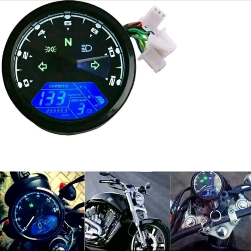 Tachometer spedometer odometer amper bensin rpm digital komplit