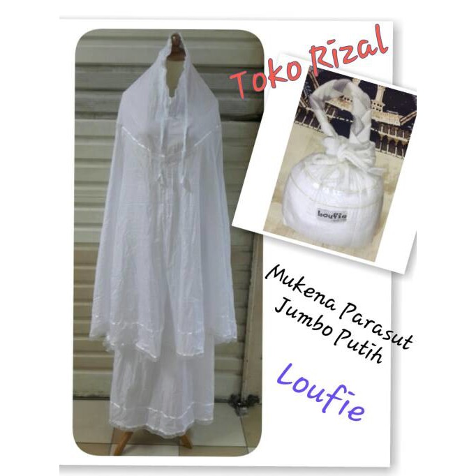 mukena parasut / parasit jumbo khusus putih | loufie