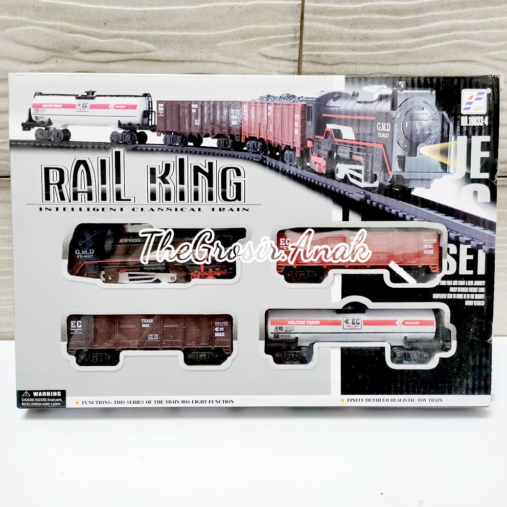 Kereta Api Rail King 19033-4 Intelligent Classical Train Lampu Lokomotif Bisa Nyala