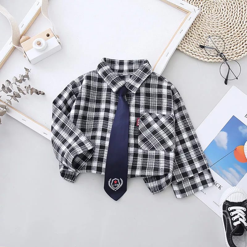 KEMEJA ANAK LAKILAKI 0-4 TAHUN MOTIF KOTAK NAVY / BAJU ANAK LAKILAKI KEMEJA DASI / BAJU ANAK IMPORT KOREA