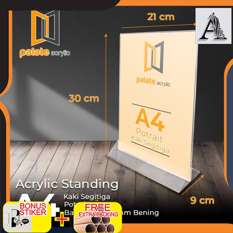 Murah acrylic tent holder / akrilik tent card A4 tempat brosur Meja Segitiga
