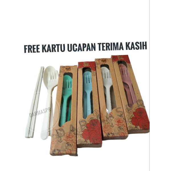 ( isi 25pcs ) Sendok Garpu Sumpit Warna Kemasan Box Rustic