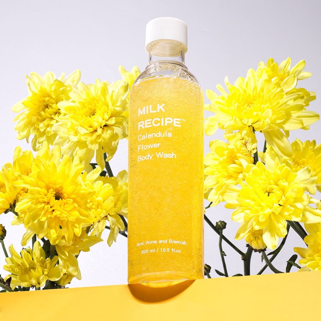 [ FREE GIFT ] Milk Recipe Calendula Flower Body Wash Anti Acne, Sabun Cair Anti Jerawat Original BPOM