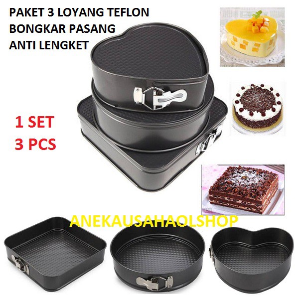 Loyang Kue Cetakan Kue Bolu Teflon Bongkar Pasang Anti 