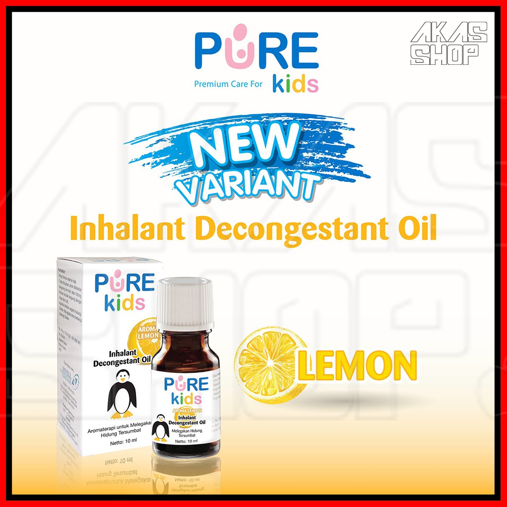 PURE Kids Inhalant Decongestant Oil 10ml mengatasi Hidung Tersumbat-Lemon