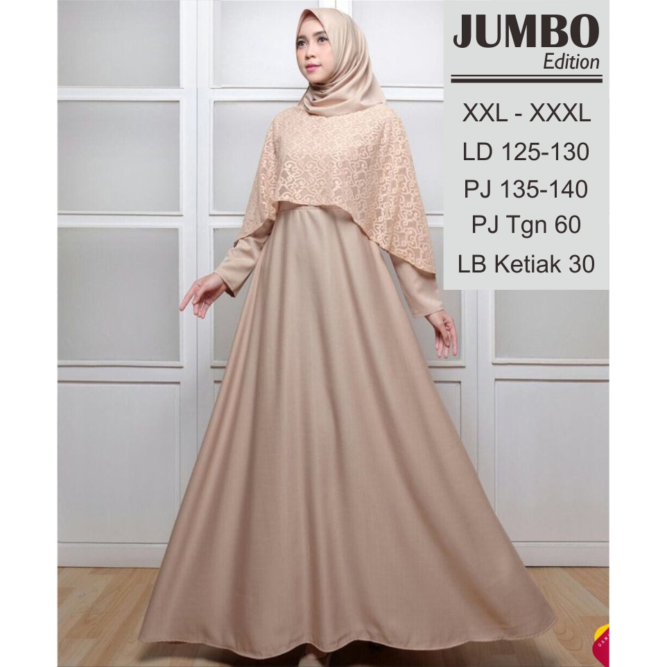 JUMBO XXL-XXXL | OLIVIA SYARI - GAUN PESTA - CAPE BRUKAT - DRESS BRUKAT