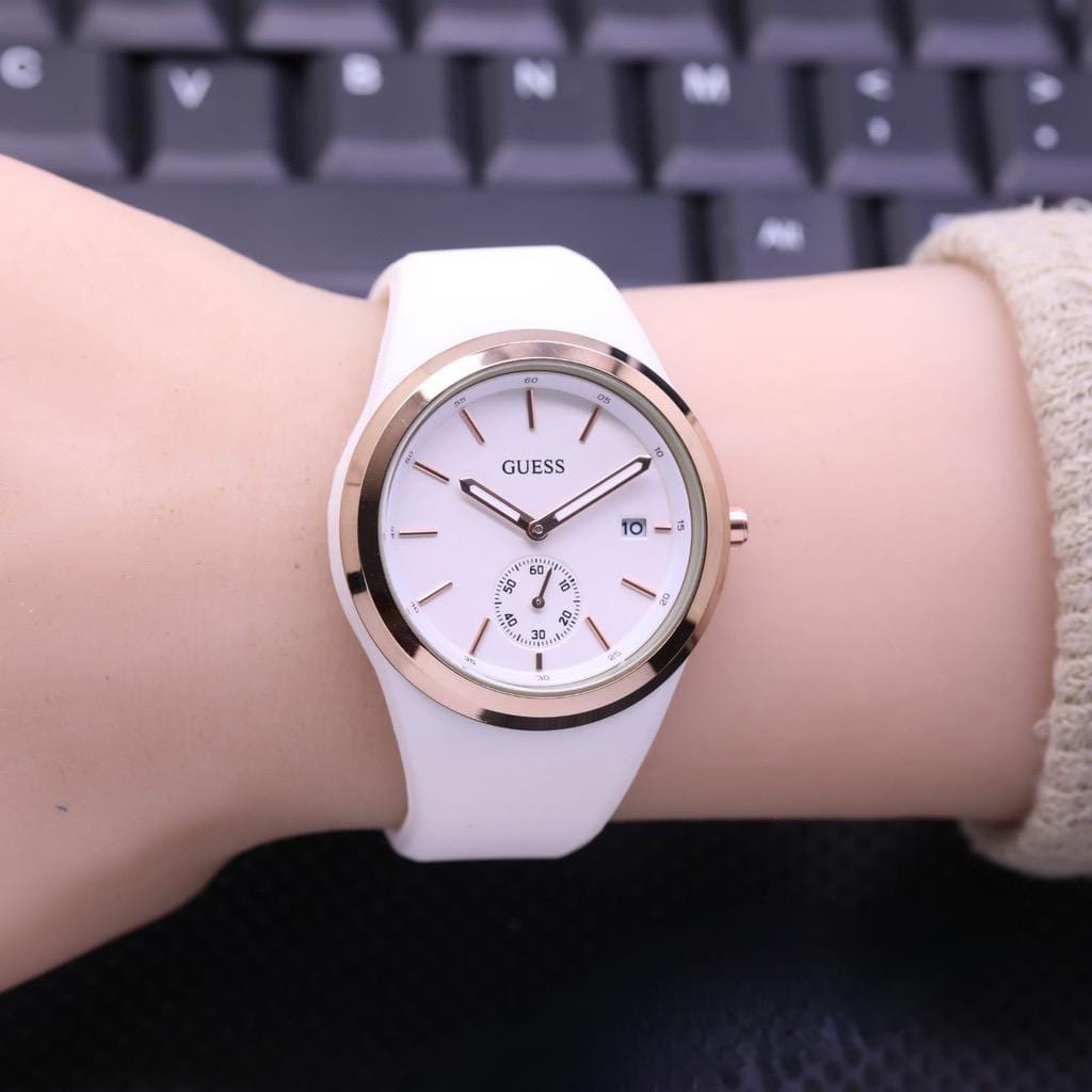 Jam Tangan Wanita FAshion Rubber Guess Detik Bawah OFF Hiasan GUS-28 Watch Wotch Wtch Jam Jqm Jsm Ja