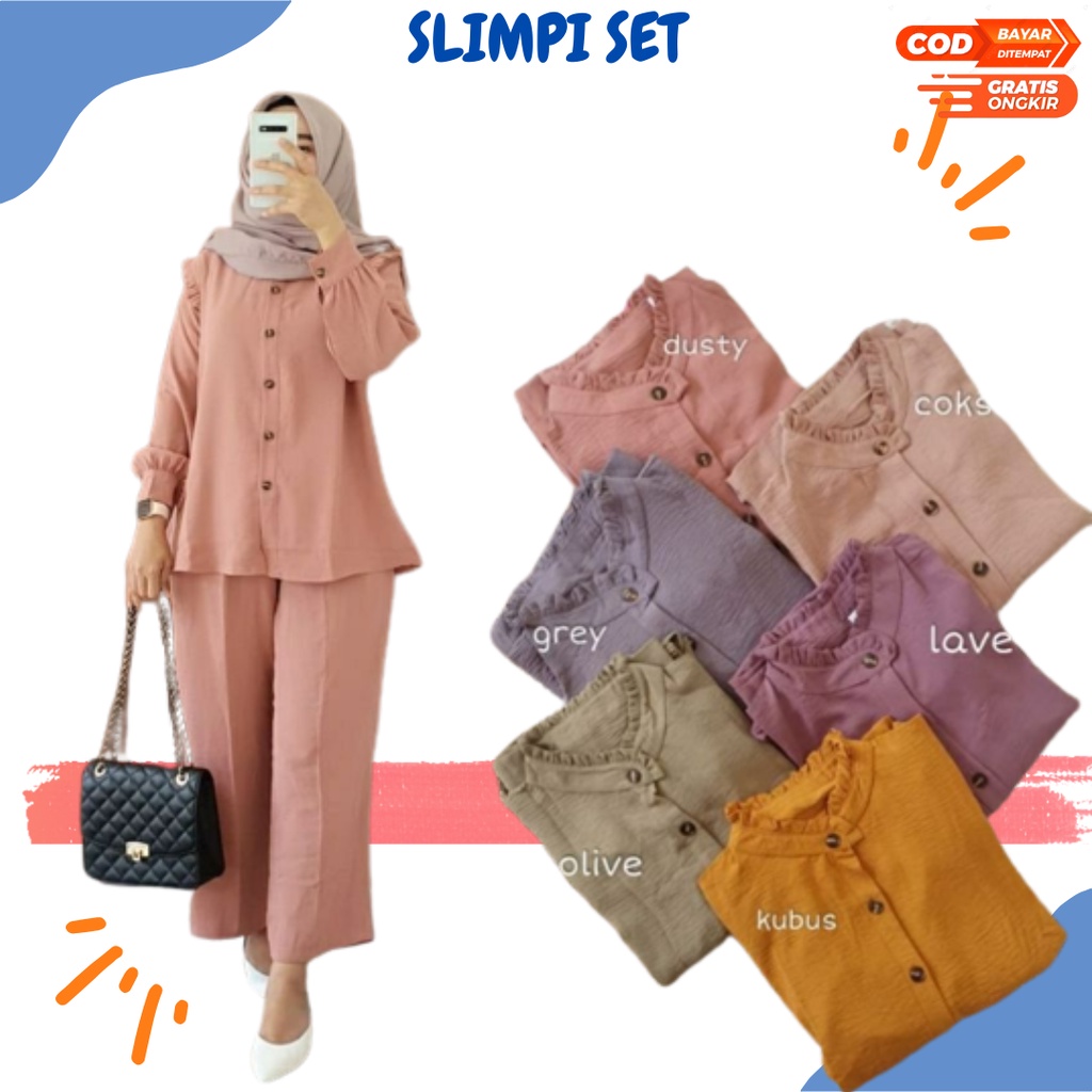 Slimpi Set - Setelan Set Crinkle Airflow LD105 Kancing Aktif / One Set Crinkle
