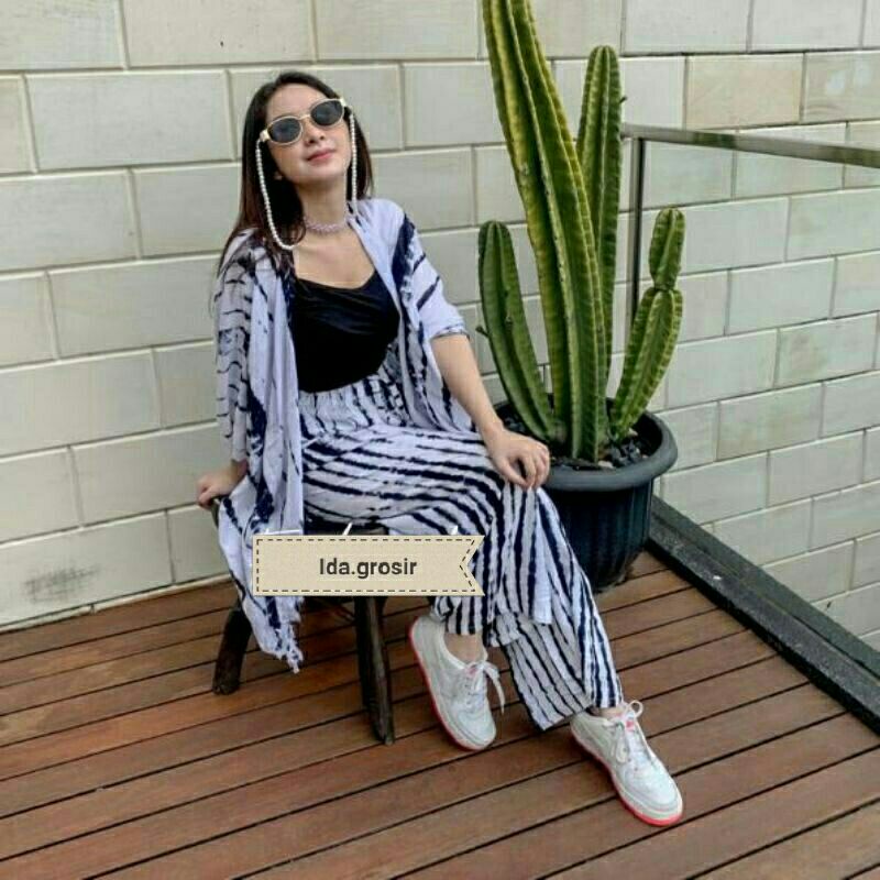 [ida.grosir] SETELAN CARDIGAN CELANA KULOT MOTIF LILIT/ ONE SET OUTHER LILIT KULOT BALI