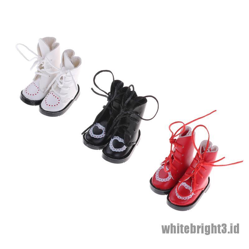 (white3) 1 Pasang Sepatu Boots Bahan Kulit PU Untuk Boneka BJD 1 / 8 Blythe Licca Jb