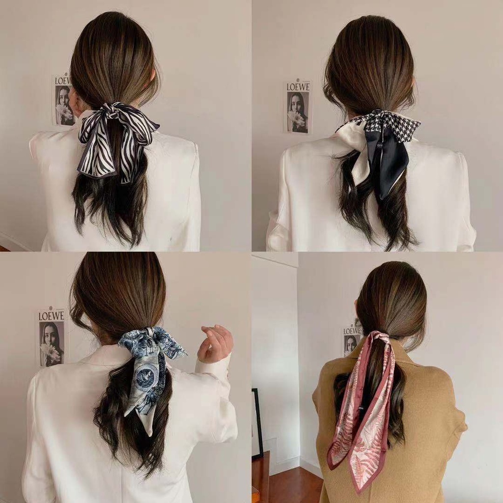 Scarf Syal Scraft Bandana Leher Rambut Twilly Tas Top Selendang Wanita Satin Silk Korea hair scarf NonaCantik01