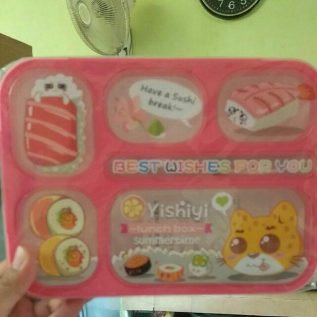 Lunch Box Yooyee Grid Sekat 6 Karakter / Tempat Makan Yooyee Anti Tumpah