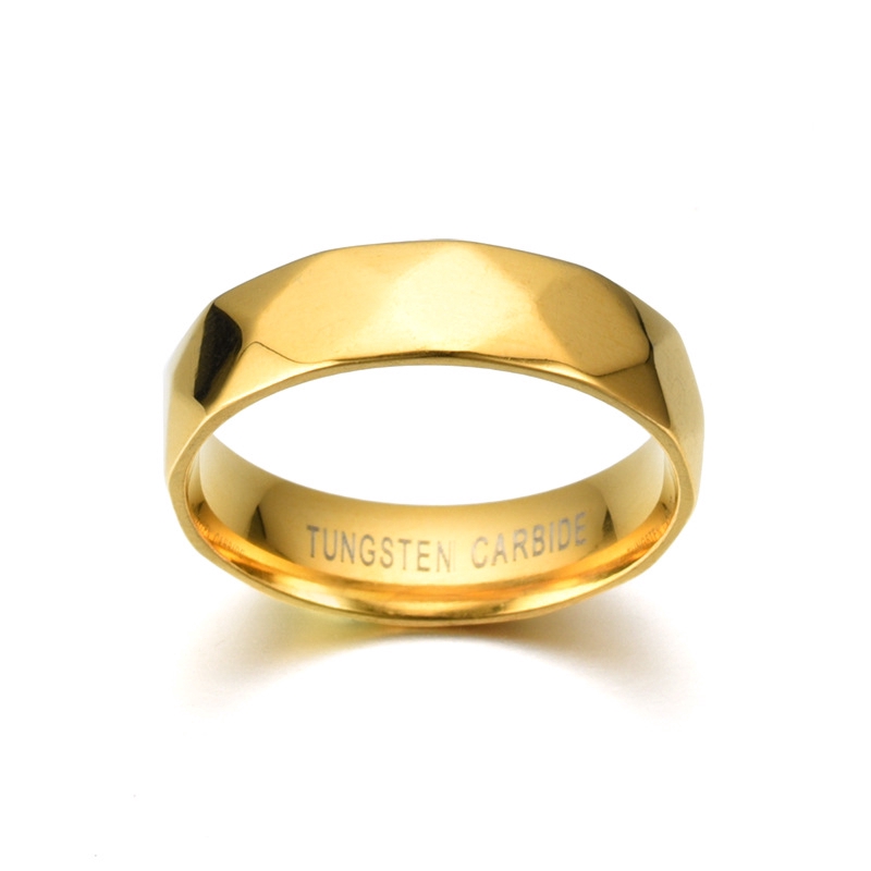 1Pcs New Polished 18K Gold Tungsten Steel Ring