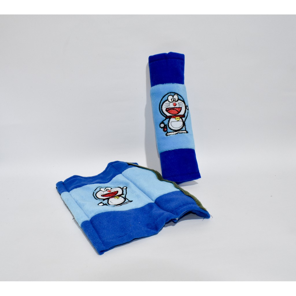 Bantal Mobil 3in1 DORAEMON Biru Carset Head rest Sandaran Kepala Leher 3 in 1 Dora emon Blue Colour