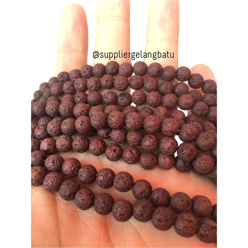 renceng brown lava stone coklat 6mm batu alam akik merapi larva atsiri aksesoris supplier bahan asli