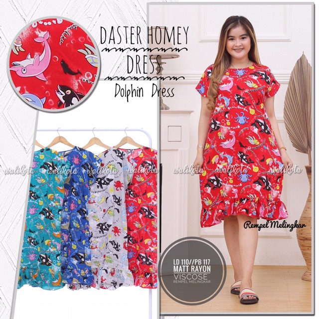 Daster homey dress dolpin baju tidur wanita murah kekinian bahan super adem matt rayon viscose