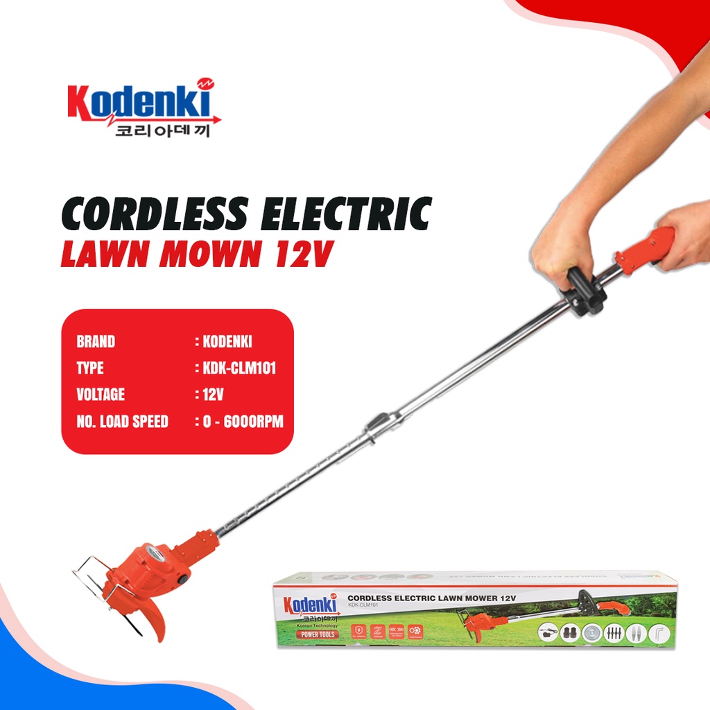 KODENKI CLM101 Mesin Potong Rumput 12V Cordless Baterai Trimmer Grass Cutter Lawn Mower