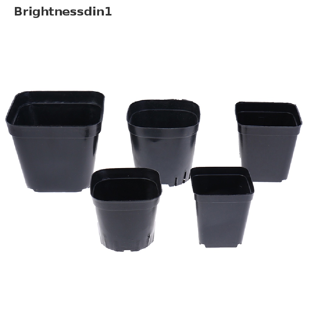 10 Pcs Pot Bunga Bahan Plastik Bentuk Persegi Warna Hitam Ukuran Kecil 1 In 1