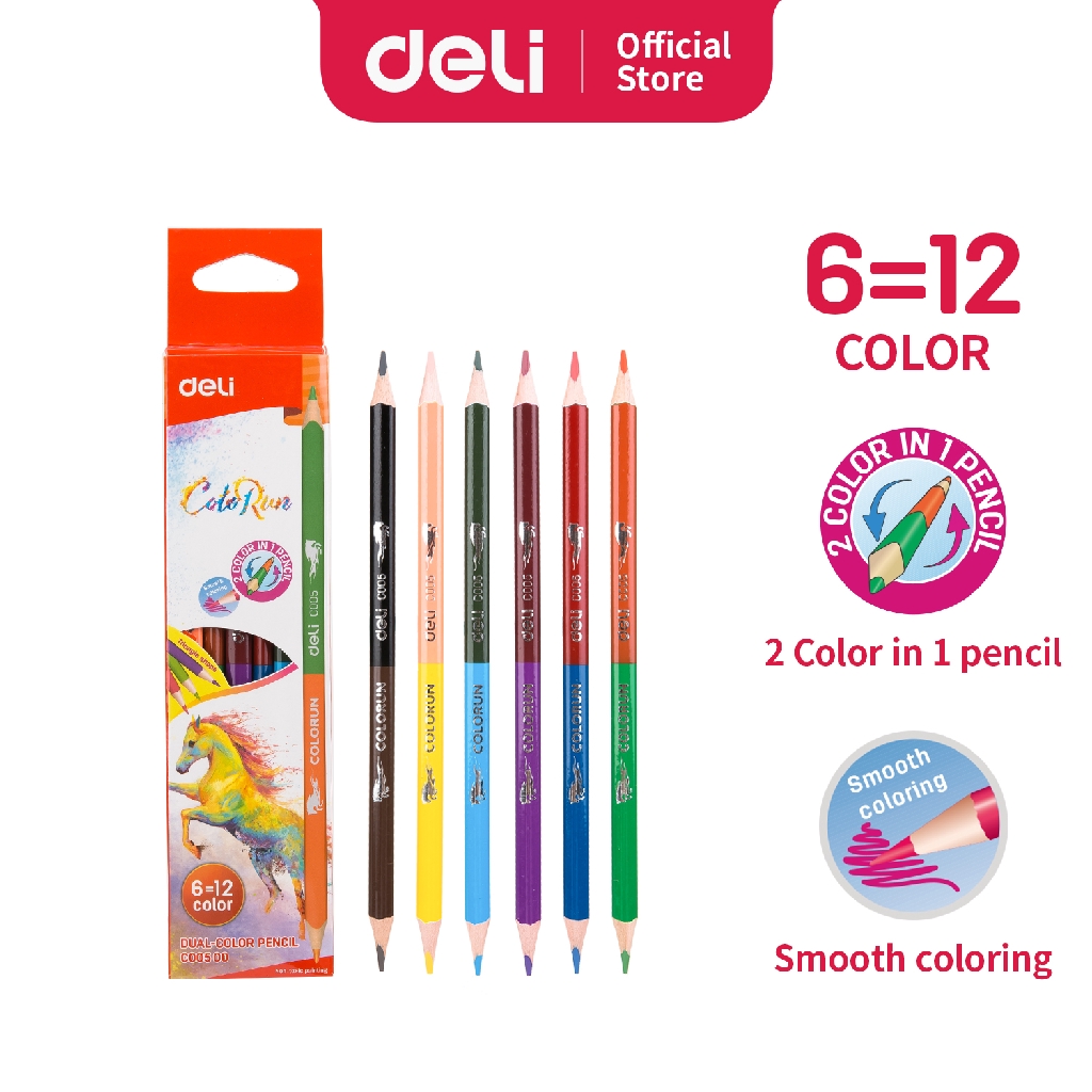 

Deli Pensil Dual Warna 6/12 Warna lead pensil berkualitas untuk hasil warna yang halus EC00500
