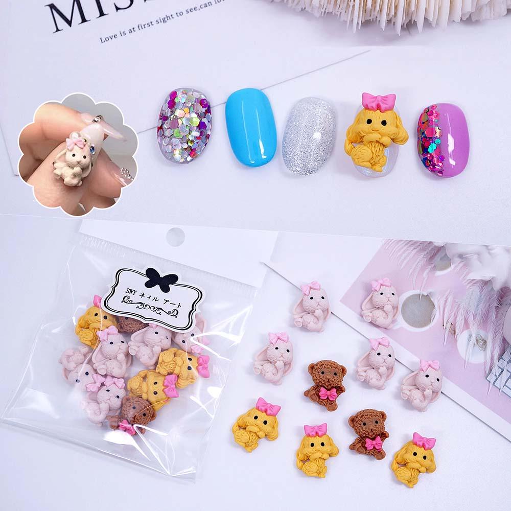 AUGUSTINA Agustina Dekorasi Nail Art 3D Lucu Indah Manicure Aksesoris Bear Desain Hewan DIY Nail Art