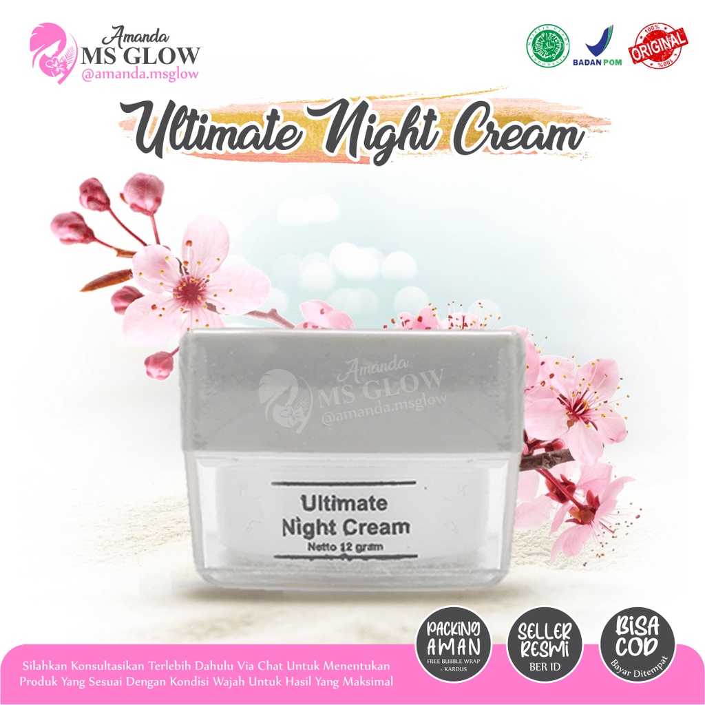 Night Cream MS Glow Ultimate Krim Malam Penghilang Flek Hitam