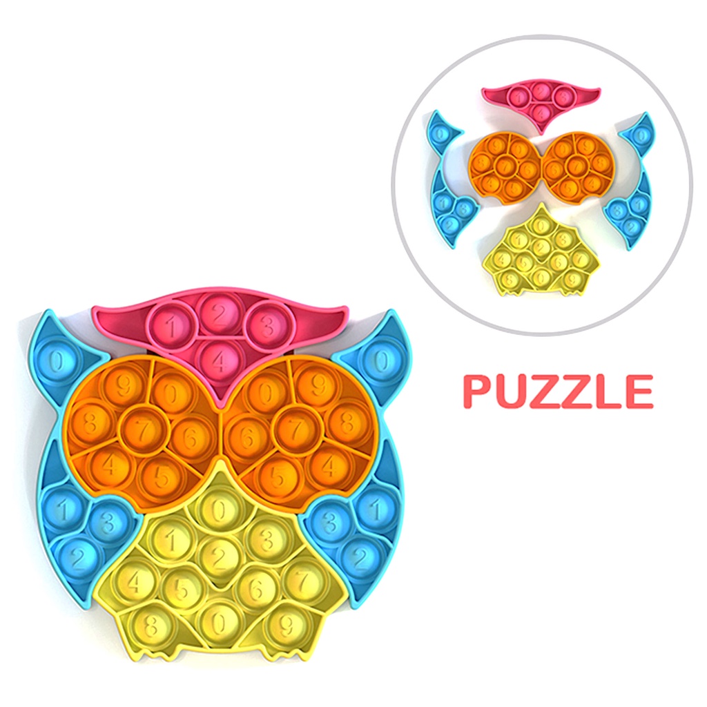 Fidget Push Bubble Pop It Puzzle Owl Burung Hantu Mainan Anak Tiktok