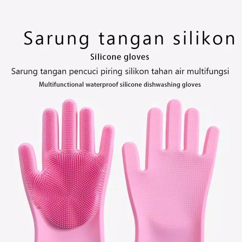 MJ88 SARUNG TANGAN CUCI PIRING SILICONE DISHWASHING GLOVES MAGIC SUPER MURAH