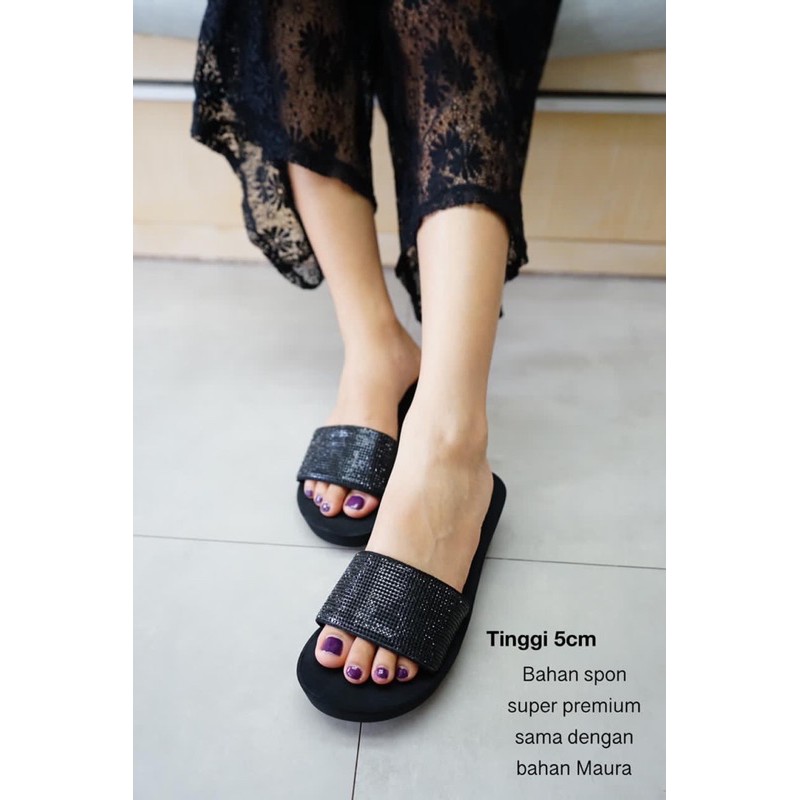 EFRATA WEDGES GLITTER 5cm by JOLINE BAHAN WEDGES POPITS KW-2