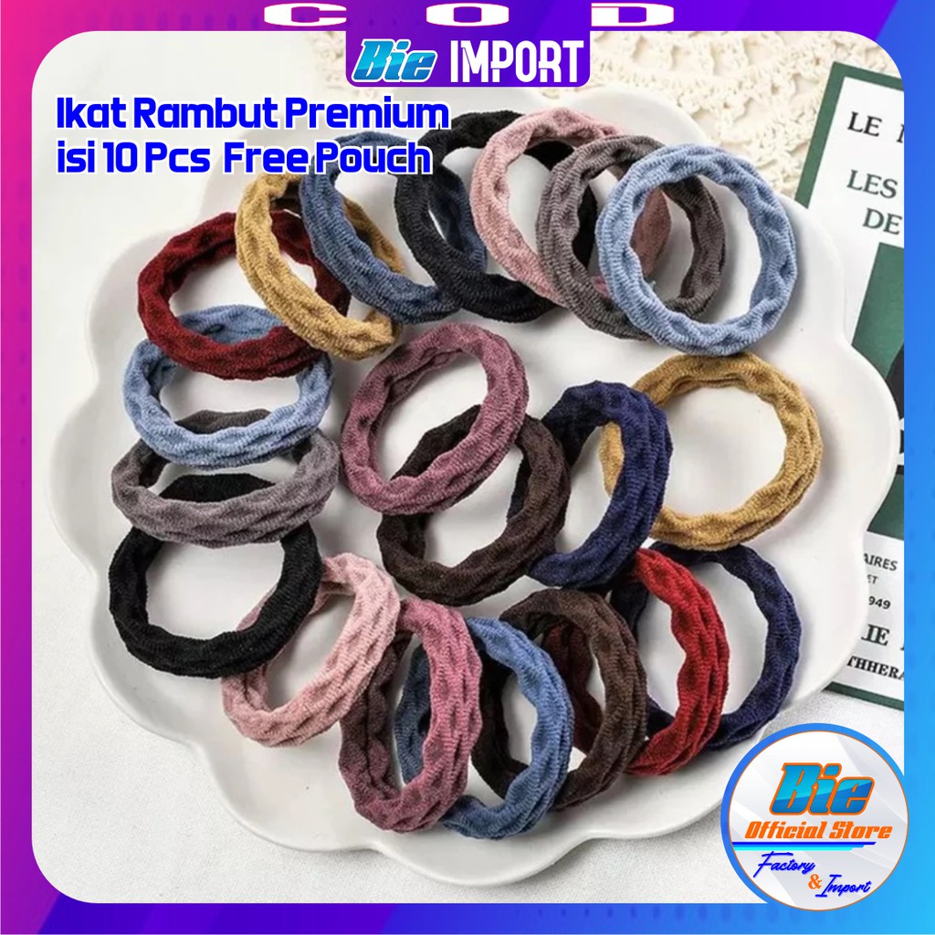 isi 10 Ikat Rambut Korea Donat Premium Free Pouch Impor Best Seller