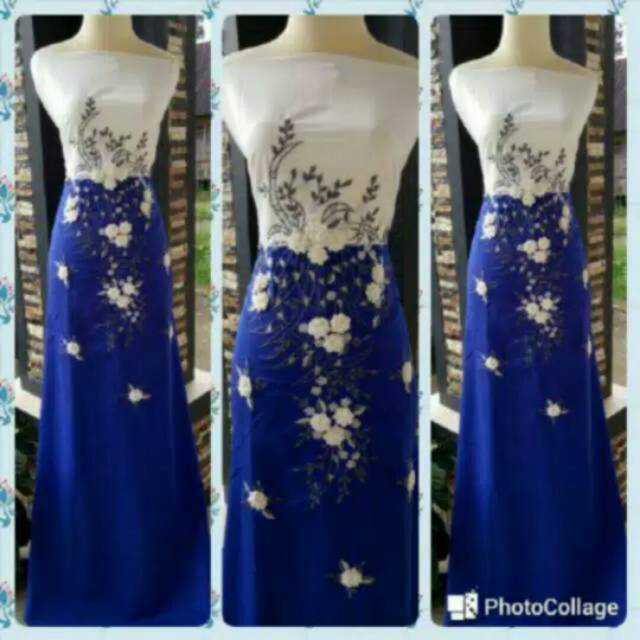 Bahan bakal baju kurung/gamis sambung 2warna bordiran