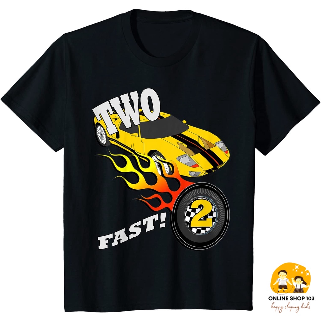 Baju anak Kids Birthday 2 Yr Old Race Car Cool Graphic Racing T-Shirt Kaos Anak Pakaian anak Fashion