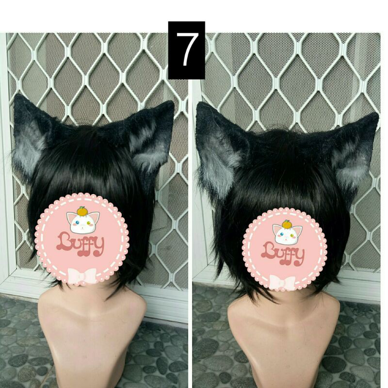 Headband realistic fur cat ear nekomimi  black cosplay lolita women fashion halloween bando kucing