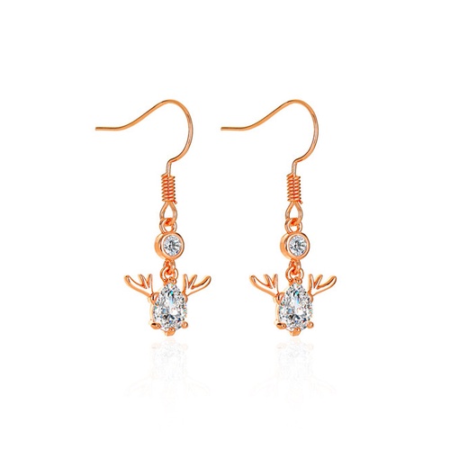 LRC Anting Gantung Color Color Christmas Crystal Fawn Earrings Q10559