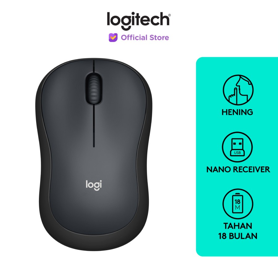 Charcoal Mouse Logitech M221 Wireless Silent Click, Charcoal - Garansi Resmi ORIGINAL 100%