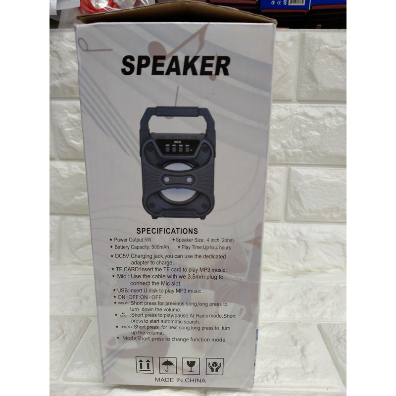 PORTABLE SPEAKER BLUETOOTH BT WIRELESS + Mic SK-30 SK 30