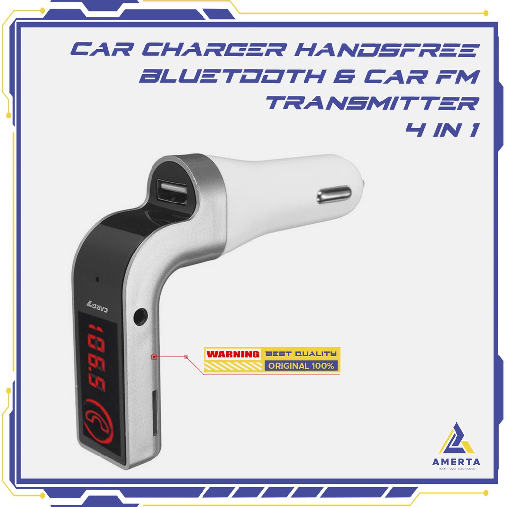 4-In-1 Car Charger, Bluetooth &amp; FM Transmitter / Aksesoris Mobil