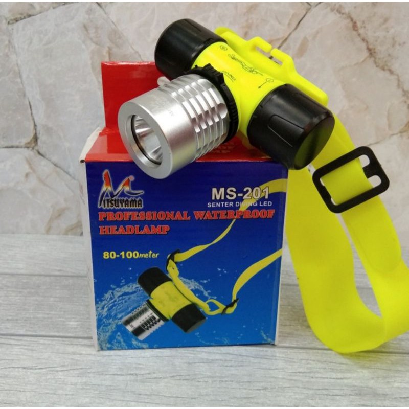 Senter Kepala Selam Diving // Profesional Waterproof Headlamp // Kedalaman Hingga 80-100m