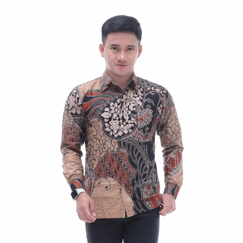 KEMEJA HEM BATIK COUPEL AYAH ANAK MOTIF CAAP COKLAT