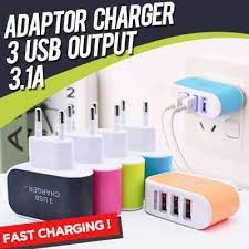 Colokan Charger / Batok Charger 3 USB / Kepala Cas Android / Adapter Android / Kepala Casan 3 Output