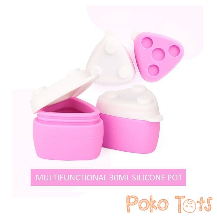 BabyQlo Silicone Travel Bottle Set Bear Tempat Pill dan Botol Sabun Shampo Travelling