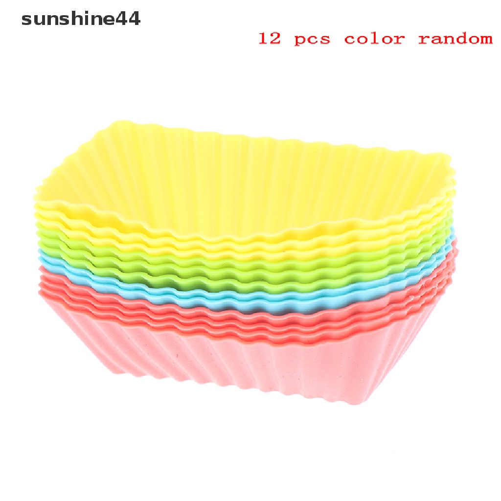 Sunshine 12PCS Cetakan Cupcake / Muffin Bahan Silikon Reusable