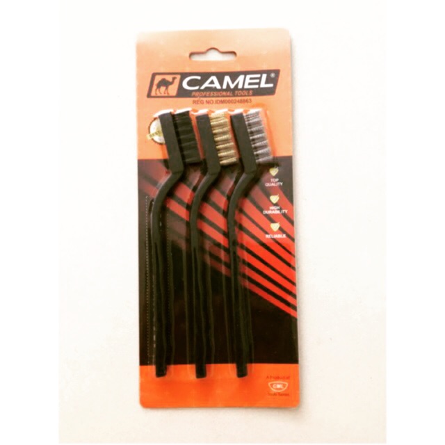 Sikat Kawat Mini CAMEL Set 3 pcs 7 inchi 3in1 (Hitam Putih Kuning)