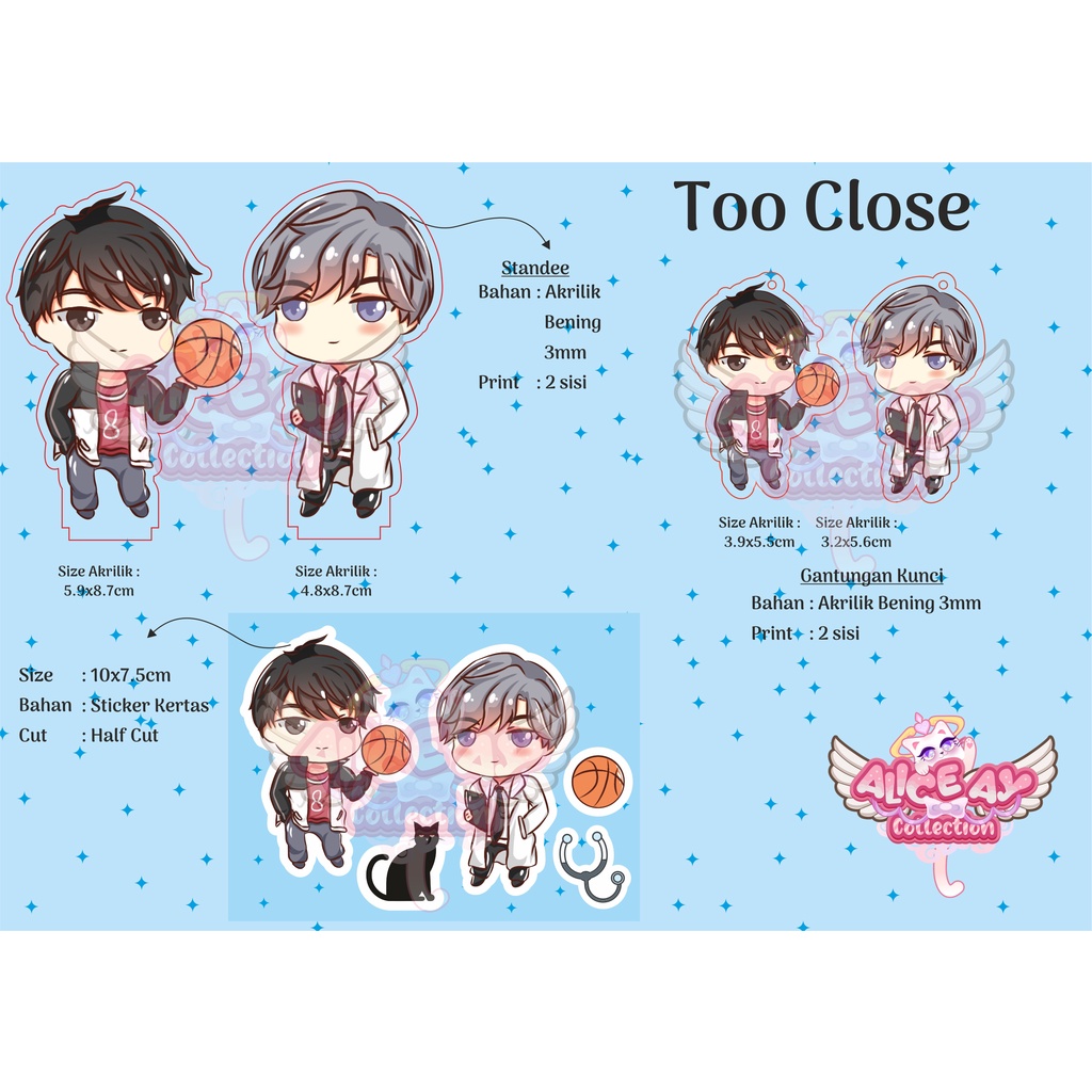 Original Too Close Lin Tian Yu - Xu Ze - Manhwa Standee Keychain Stiker