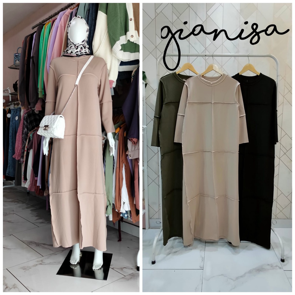 GIANISA | IVA DRESS / DRESS KNIT /GAMIS POLOS / DRESS / JAHITAN TERBALIK / INSIDE OUT / GAMIS SIMPLE