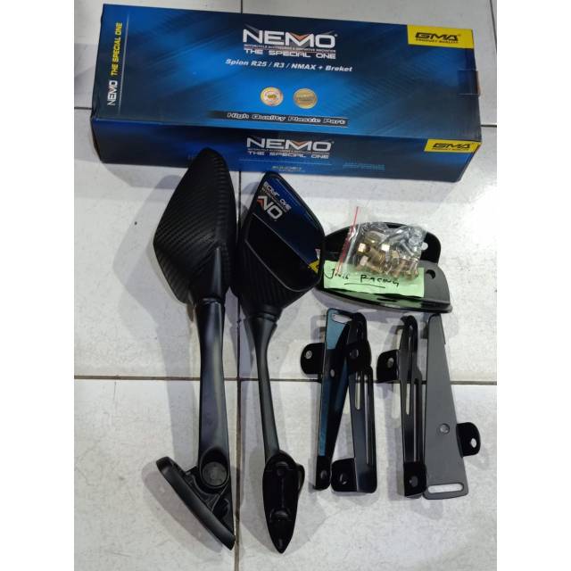 Spion R25 nemo panjang dan breket serpo ada baut anti jebolnya yamaha nmax set